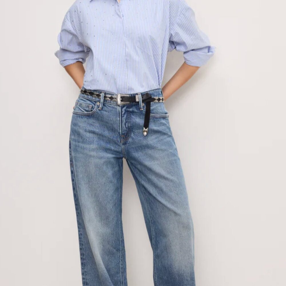 Good American Good Ease Petite Relaxed Jeans - Size 10